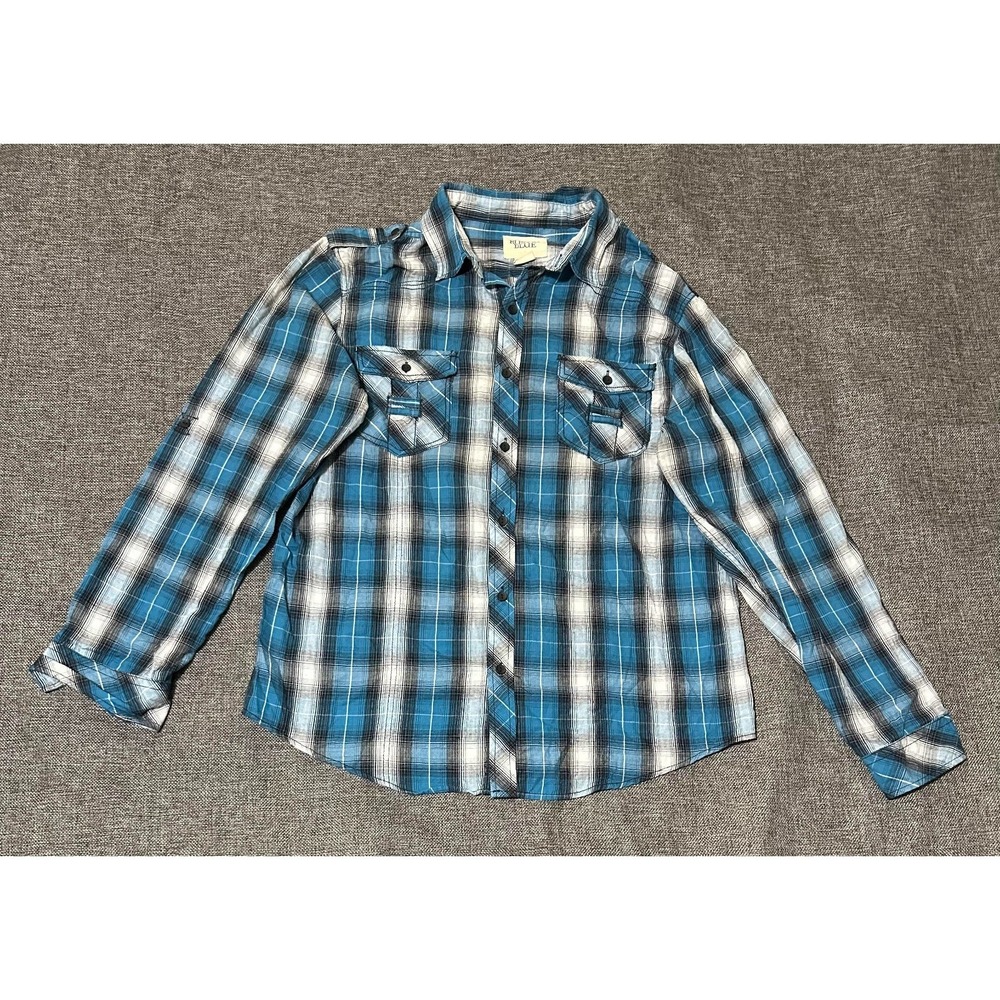 Rustic Blue Men's L Plaid Long Sleeve Shirt‎